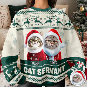 Custom Photo Cat Mom Pawlidays - Personalized Christmas Ugly Sweatshirt CH07 899372