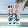 Personalized Retro Beach Towel with Name, Groovy Vibes Beach, Retro Floral Towel HO82 902980