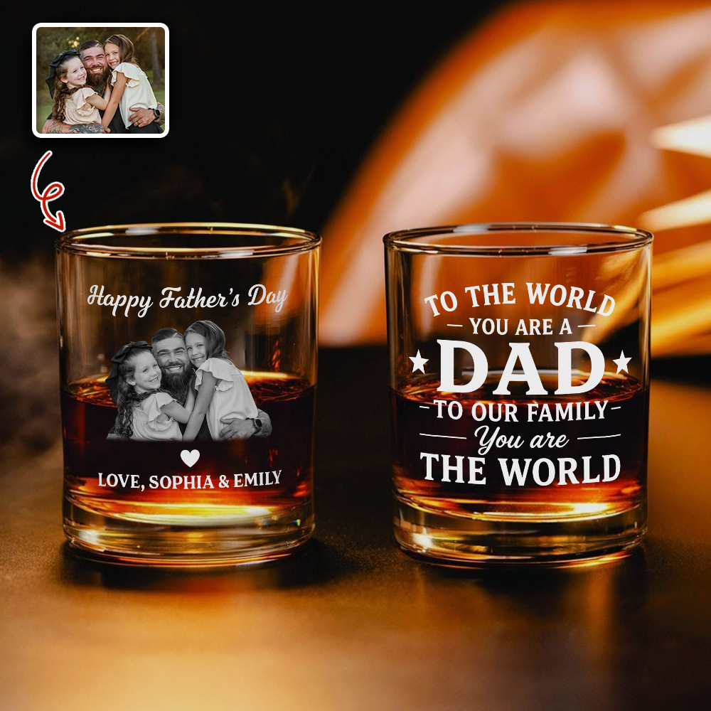 Personalized To The World You Are Dad Whiskey Glass Gift For Father’s Day CH07 911408