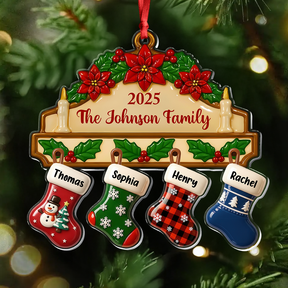 Custom Family Name Christmas Decor - Personalized Acrylic Ornament CH07 899494