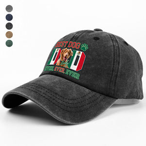 Custom Photo Best Dog Mom Dog Dad Ever Ever Ever With Mexico Flag Washed Denim Baseball Cap Gift For Dad, Birthday Gifts HO82 894386