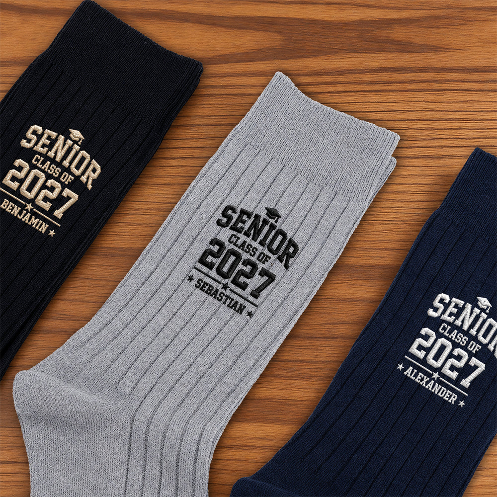 Personalized Name Senior - Class of 2027 Embroidered Socks Ver 2 HA75 919108