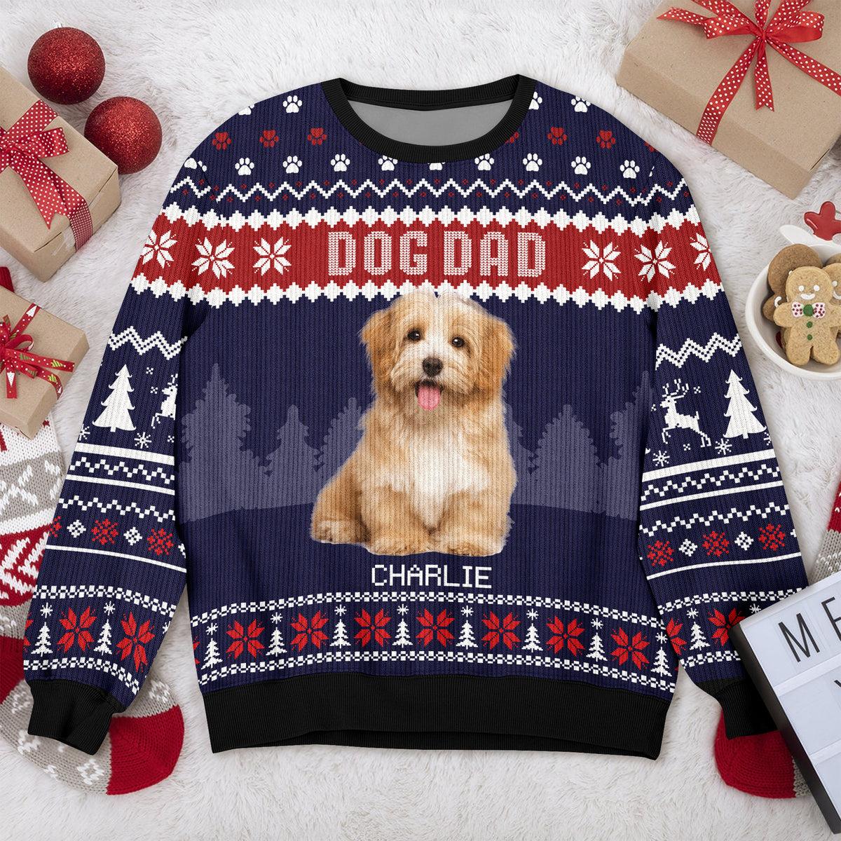 Custom Photo Dog Dad Dog Mom Ugly Sweater HA75 892916