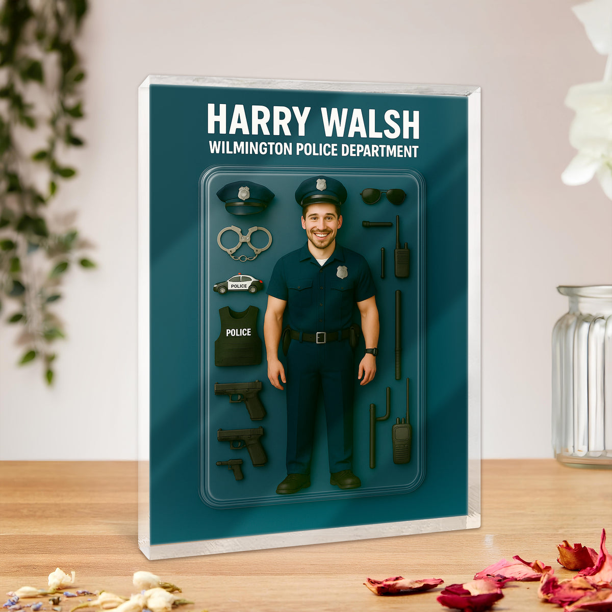 Custom Police Figure Acrylic Block Plaque, Unique Keepsake, Father's Day Gift HA75 892338