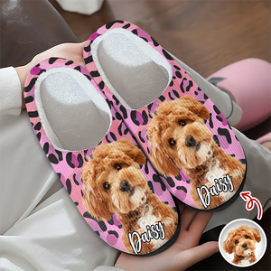 Custom Cute Pet Photo Leopard Slipper Gift For Dog Lovers CH07 896342