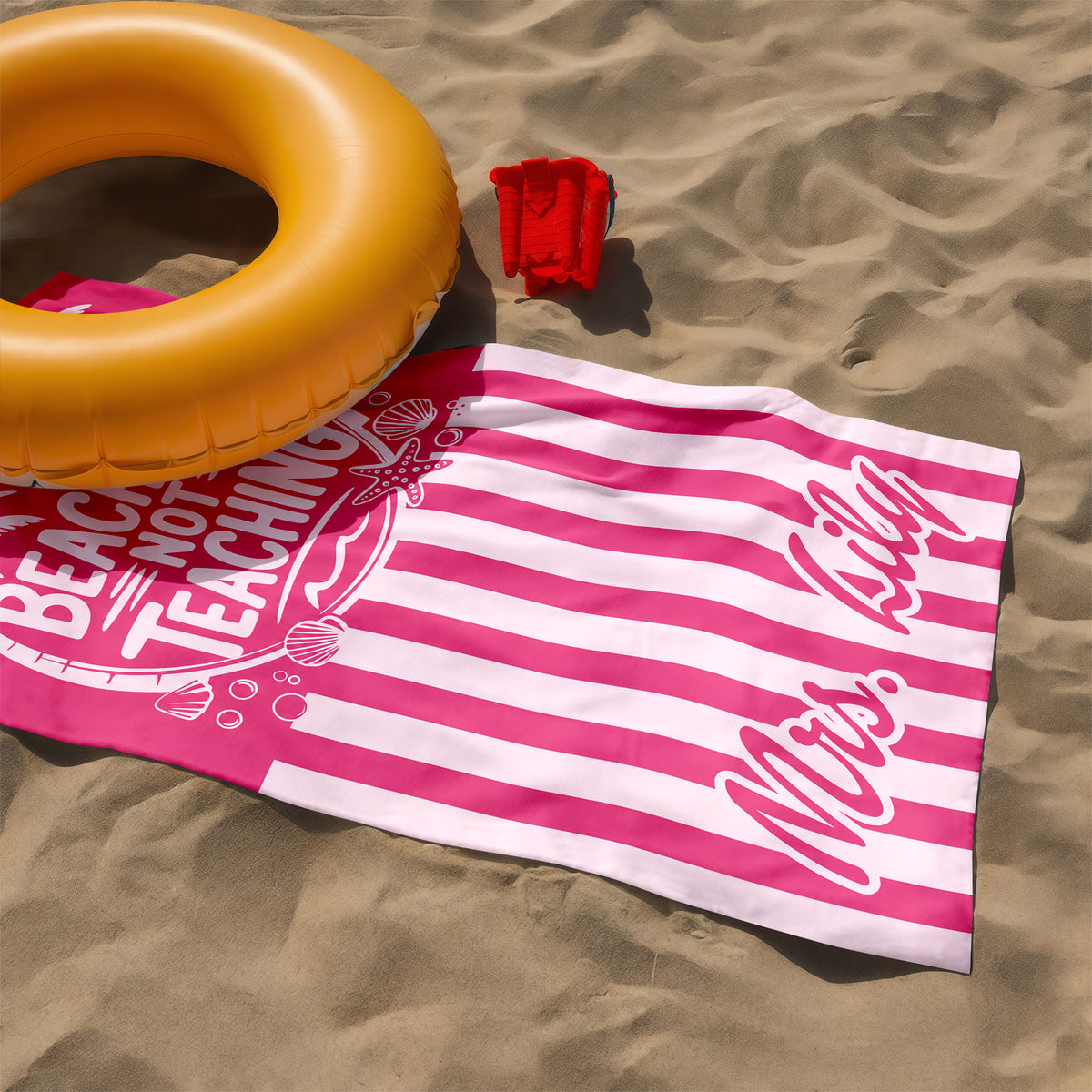 Personalized Beaching Not Teaching Towel, Funny Teacher Summer Beach Towel CH07 911400