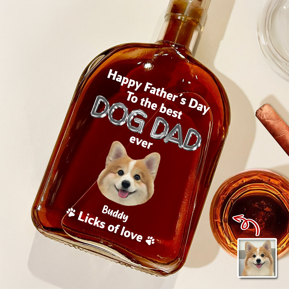 Custom Photo Happy Father's Day To The Best Dog Dad Ever Whiskey Bottle HA75 921390