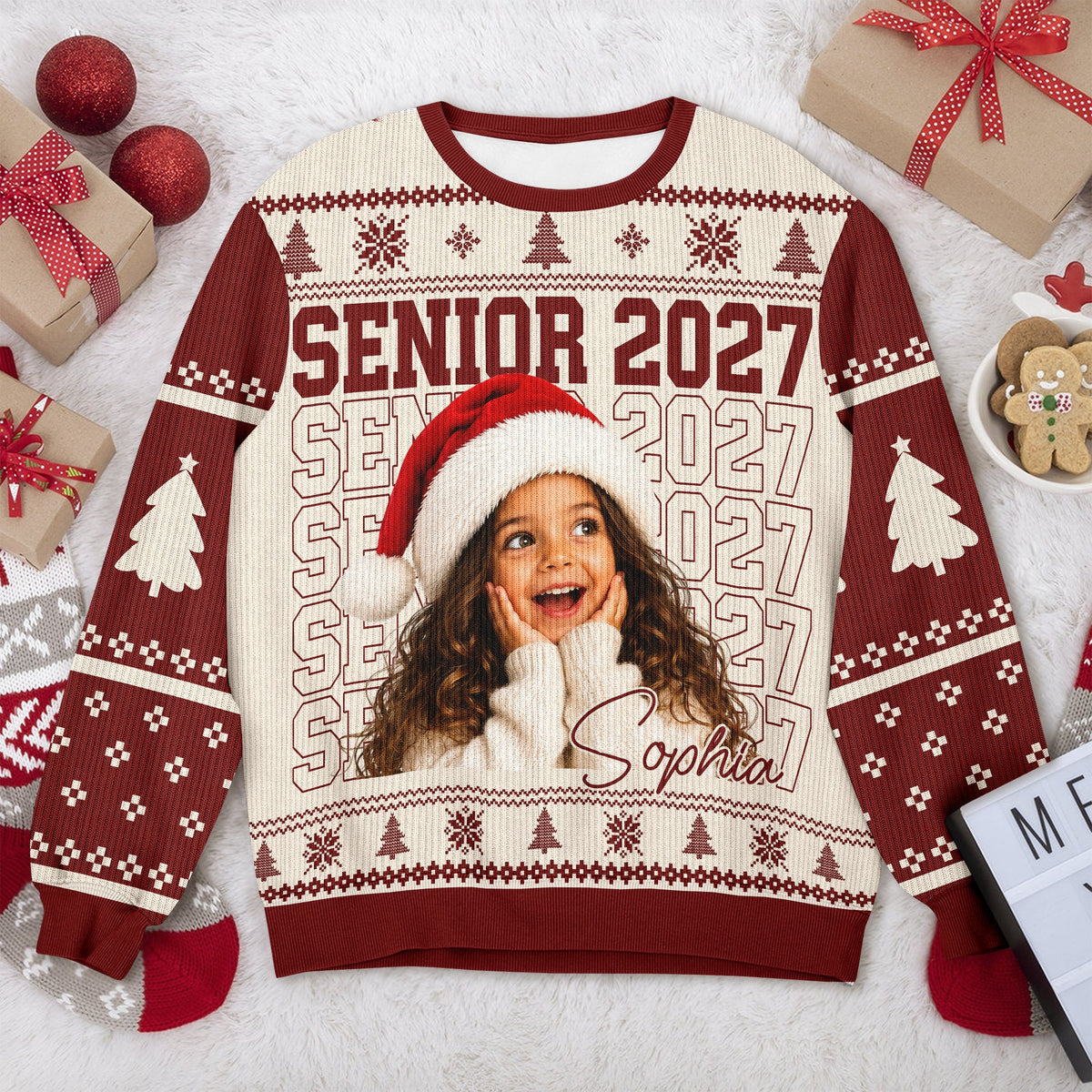 Custom Photo Senior 2027 Graduation Ugly Christmas Sweater LM32 669911