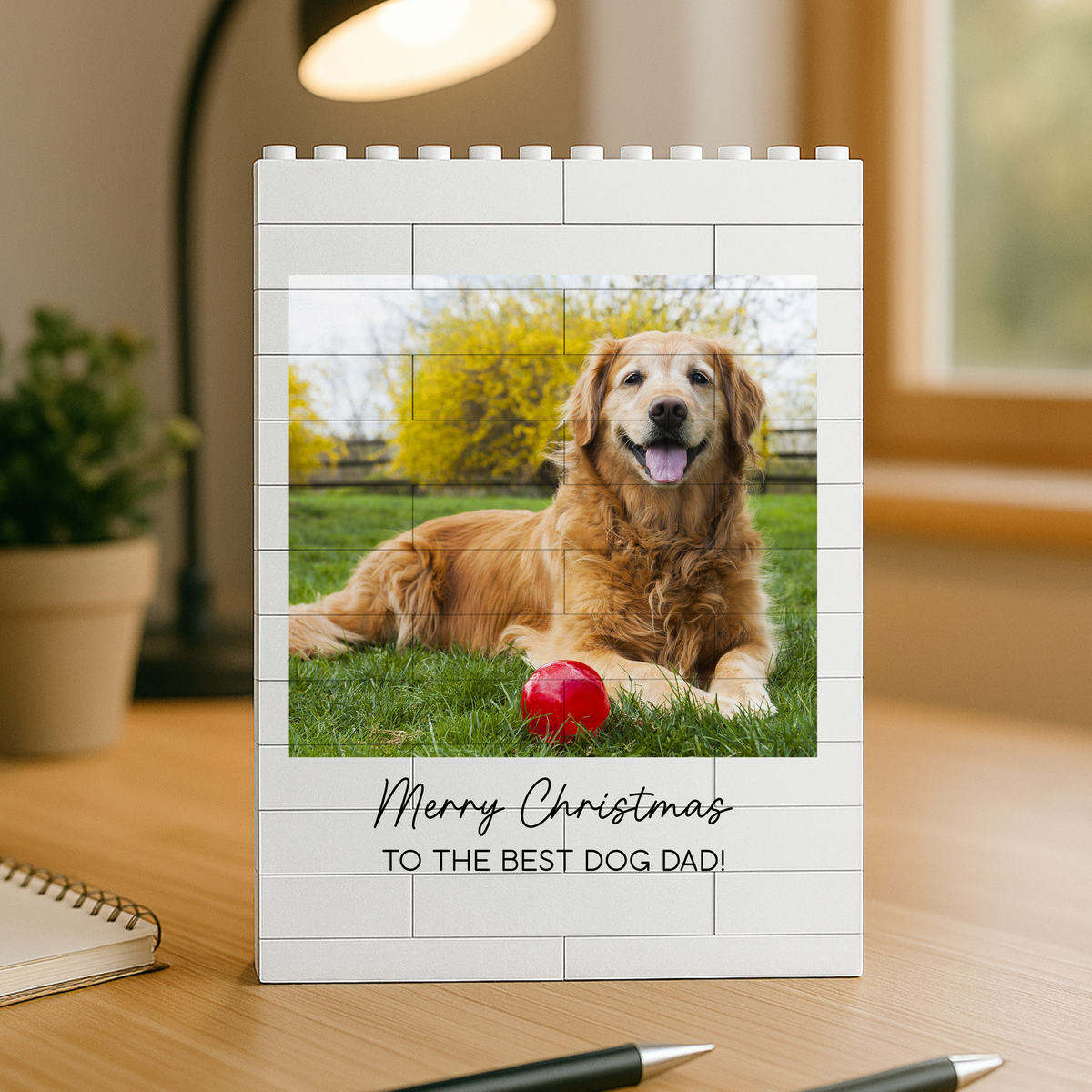 Custom Photo Merry Christmas To the Best Dog Dad Building Brick Blocks TH10 171009