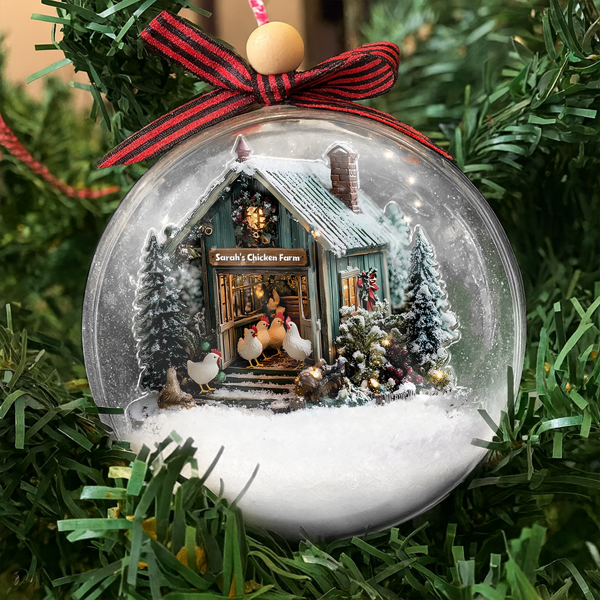 Personalized Chicken Farm Christmas 3D Ball Ornament For Farmhouse LM32 897115