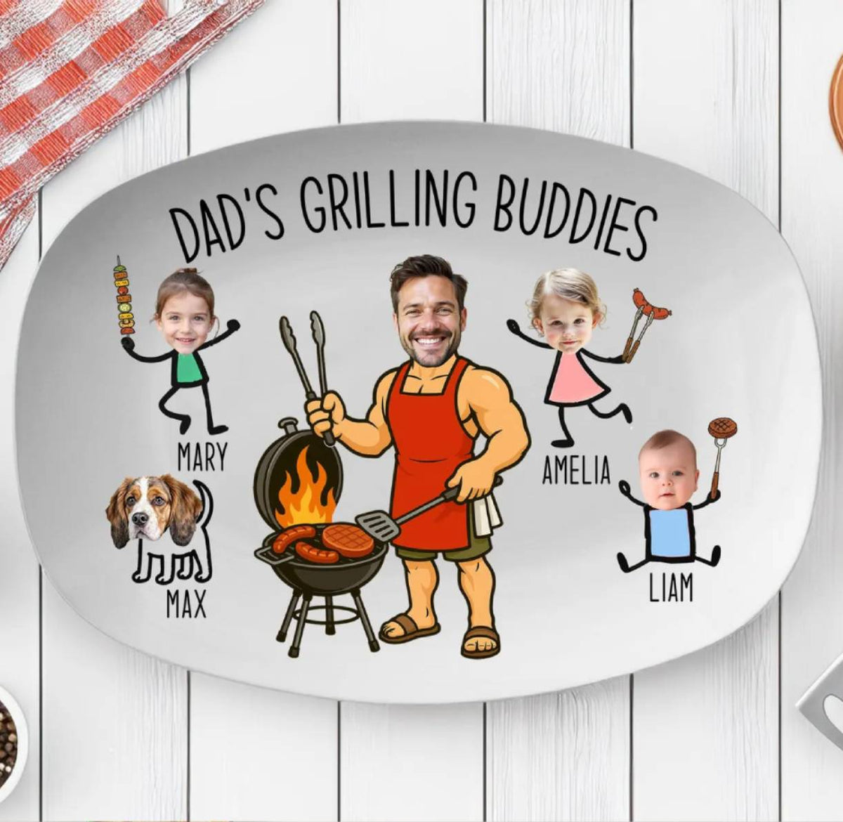 Personalized Dad Grilling Buddies Grilling Platter, Personalized BBQ Tray -  BBQ Gift For Dad, Father's Day Gifts HO82 902566