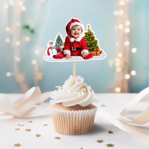 Custom Photo Cute Baby Christmas Cupcake Topper CH07 899770