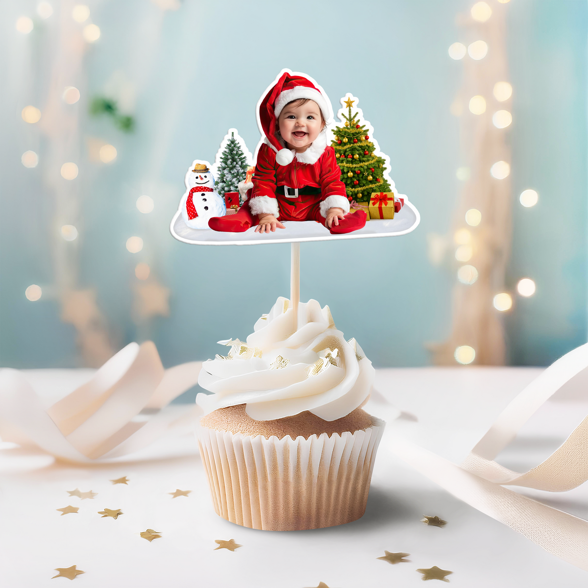 Custom Photo Cute Baby Christmas Cupcake Topper CH07 899770