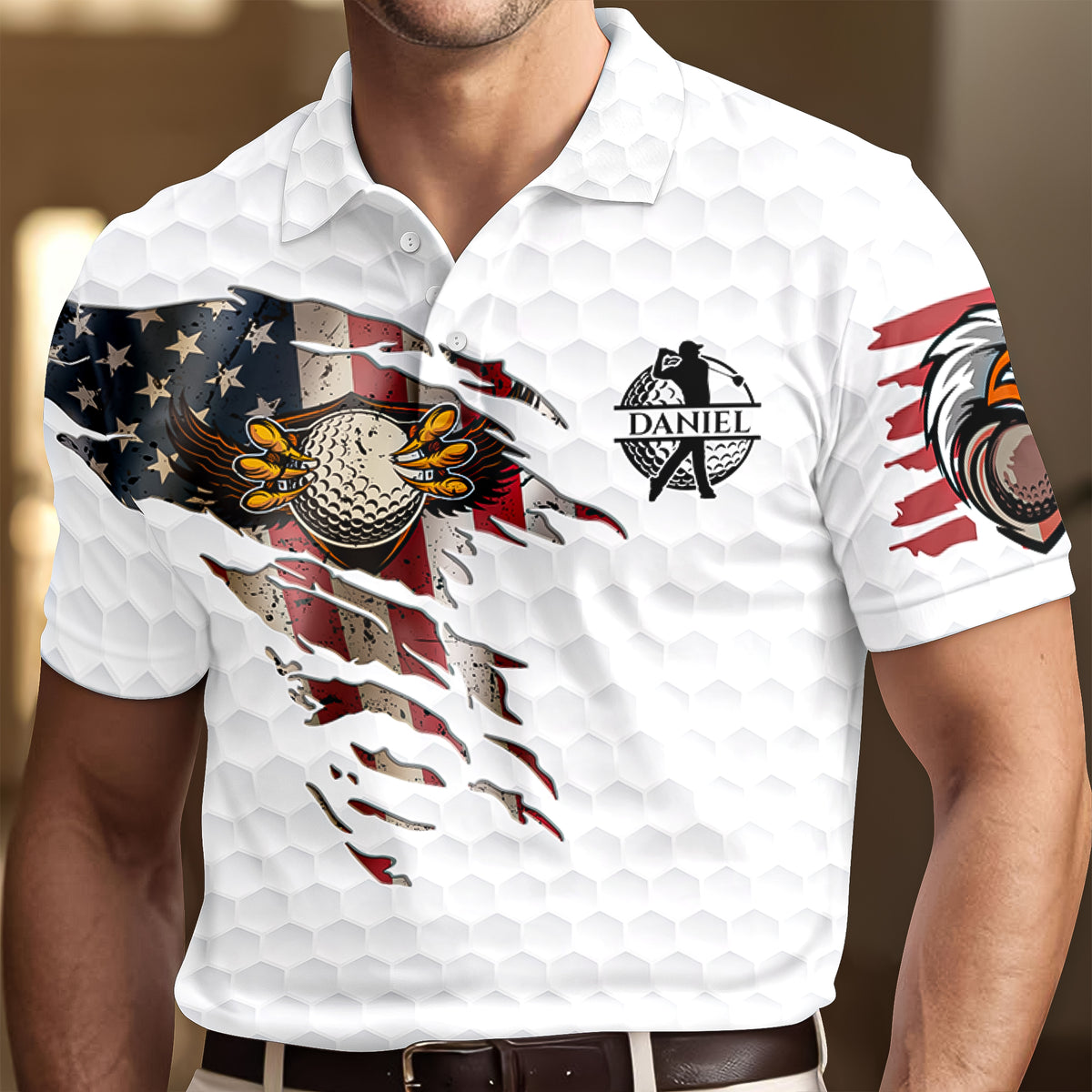 Personalized Bald Eagles American Flag Polo Shirt, Gift For Golf HO82 900824