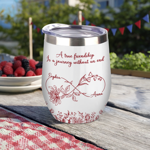 Personalized Gift True Friendship Without An End Toile De Jouy Wine Tumbler LM32 893997