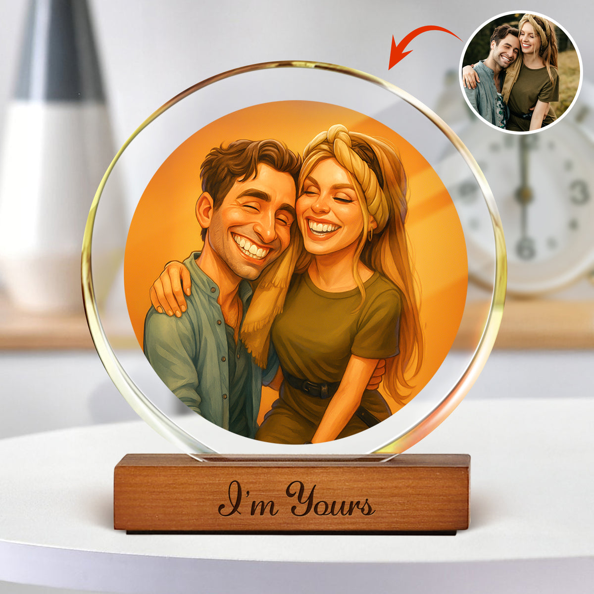 Caricature Wall Art For Funny Couples Round Acrylic Block Plaque LM32 895011