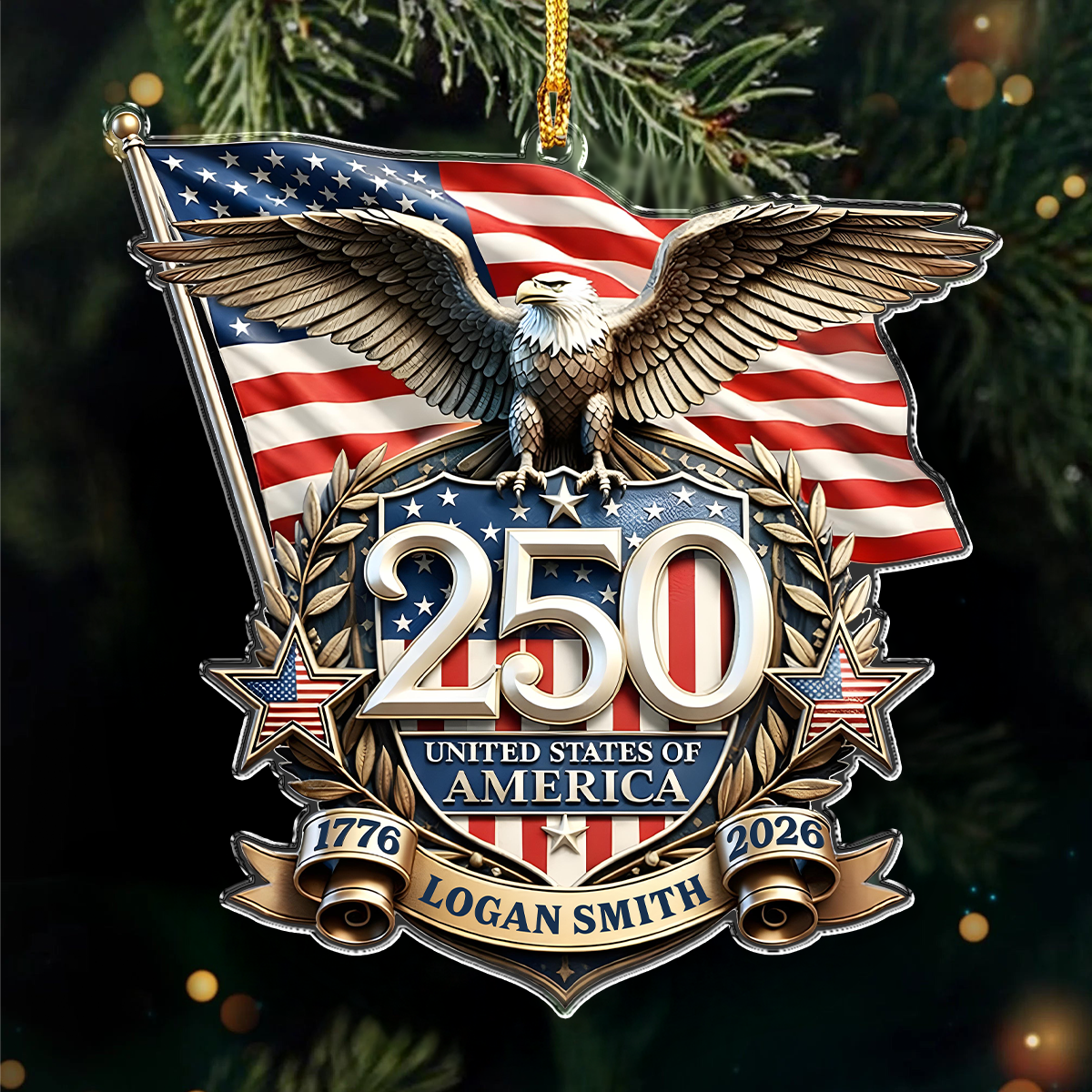 Personalized America 250th Anniversary Patriot Eagle Acrylic Ornament HO82 903400