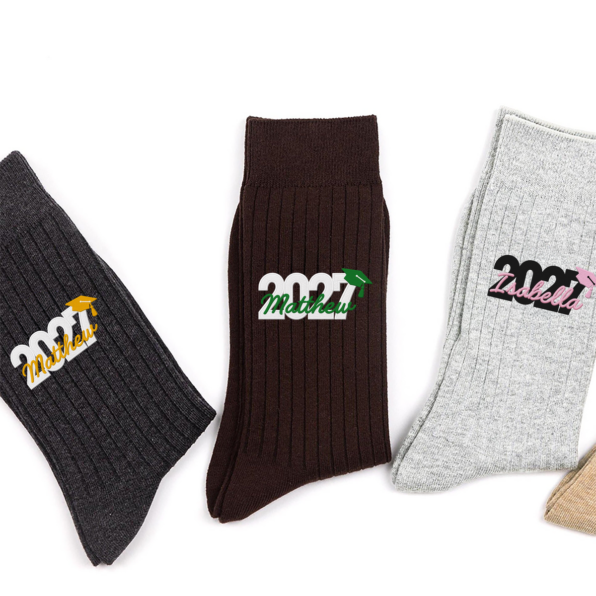 Personalized Name Class of 2027 Embroidered Socks, Senior Graduation Keepsake HO82 903474