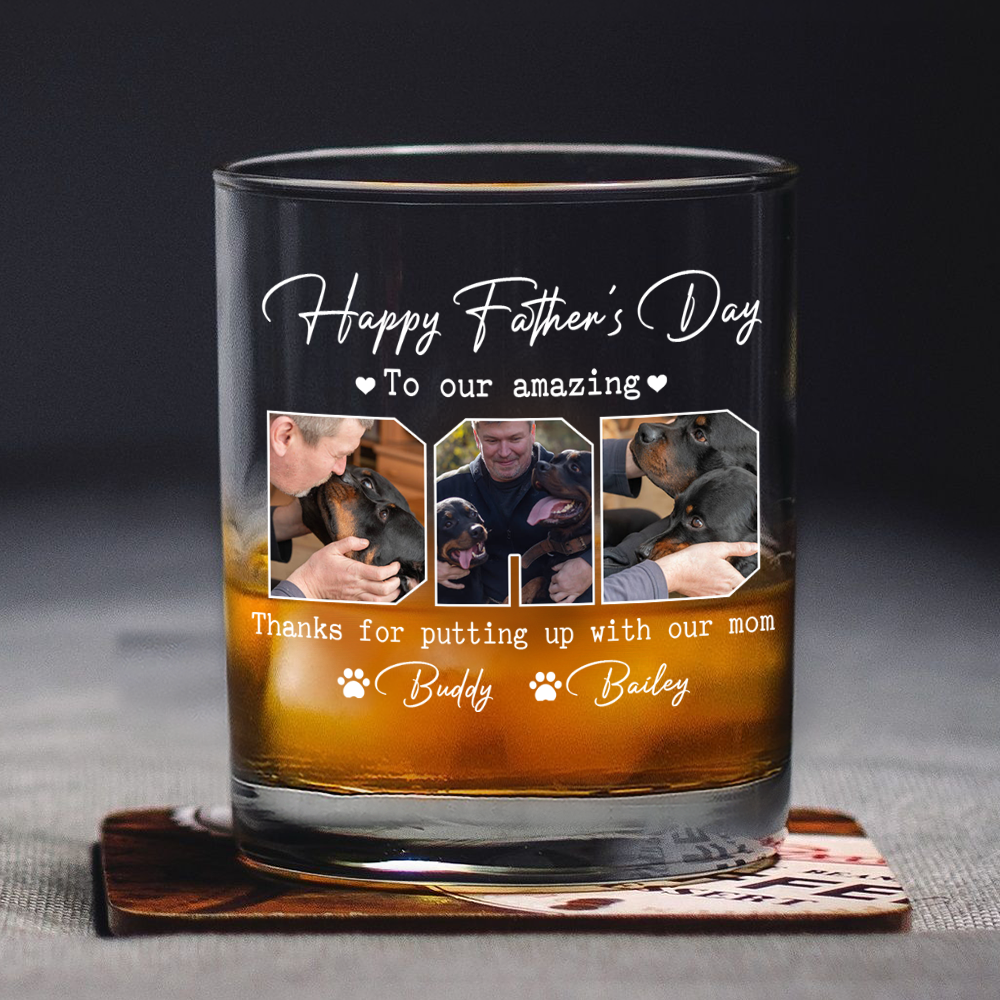 Custom Photo Happy Father's Day To My Amazing Dad Dog Rock Glass HA75 892462