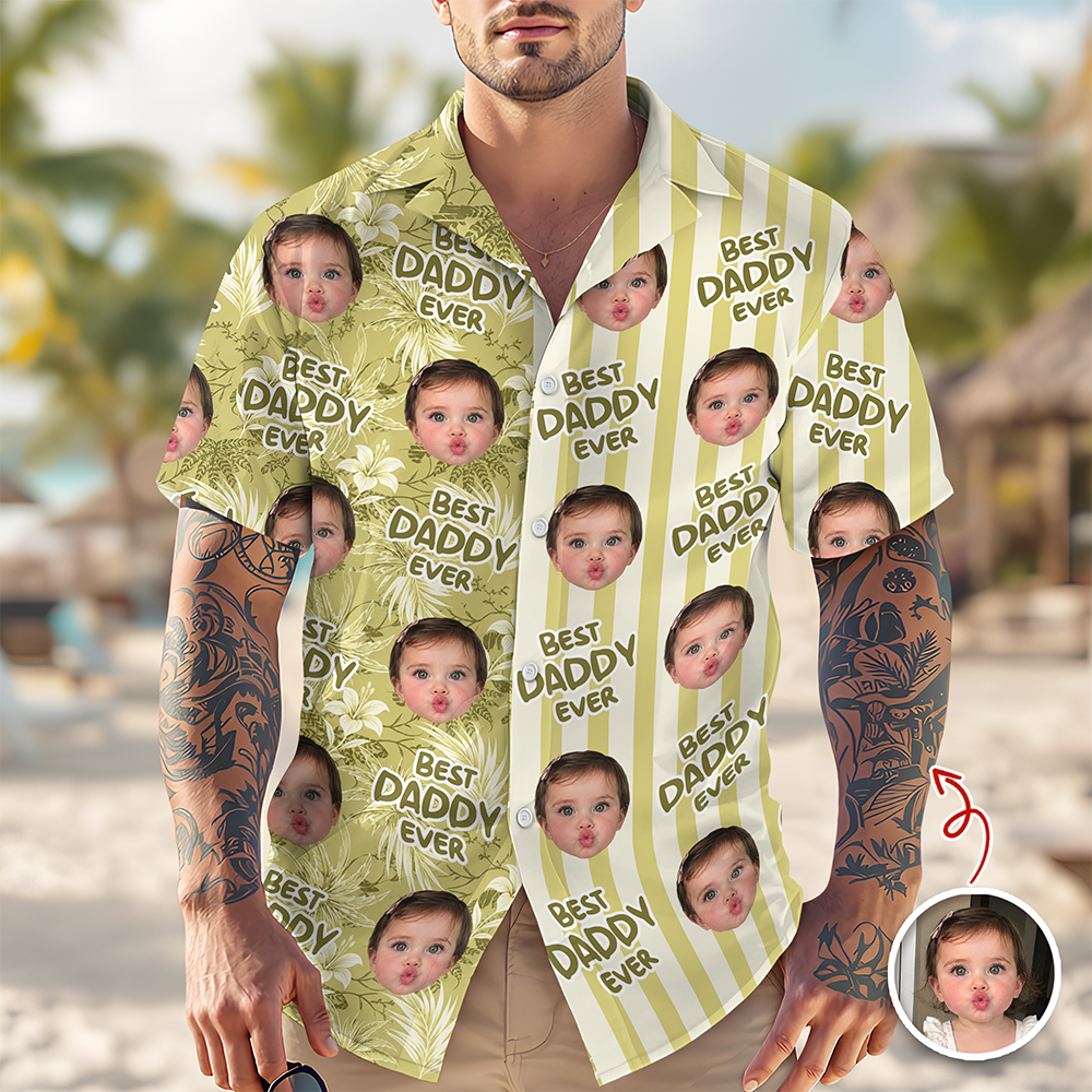 Custom Face Best Dad Ever Tropical Beach Hawaii Shirt Gift For Father's Day CH07 911468