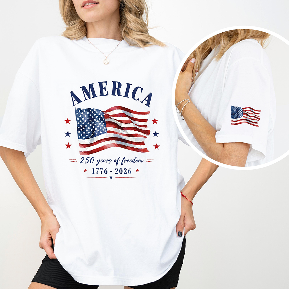 America 1776-2026 250 Years Of Freedom Short Sleeve Print Shirt TH10 170189