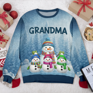 Grandma Grandkids Snowman Together - Personalized Ugly Sweater Christmas Gift For Mom Grandma CH07 899678