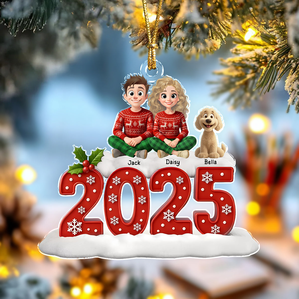 Personalized You, Me & The Dog Christmas Acrylic Ornament Christmas Gift HA75 897974