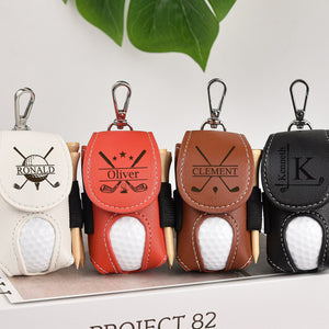 Personalized Name Leather Golf Ball Bag - Gift for Men, Dad, Boyfriend, Golf-Loving CH07 896882