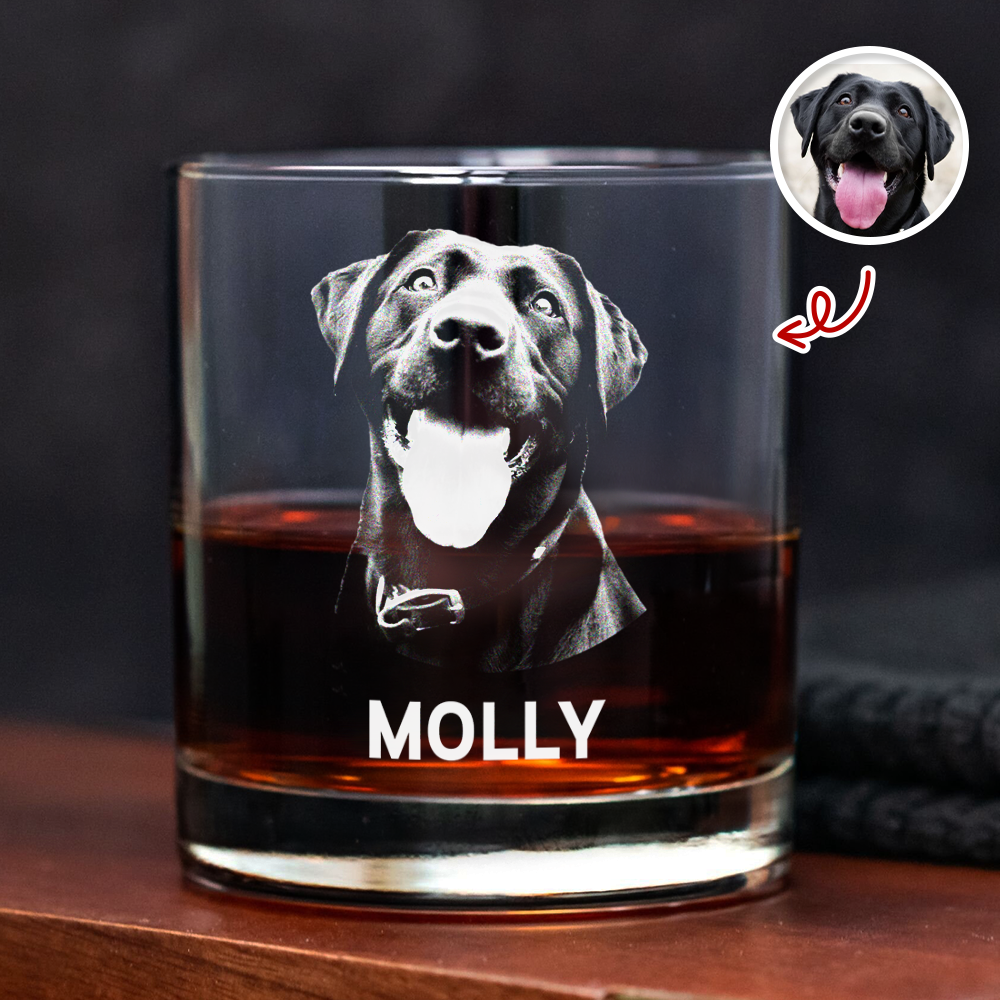 Custom Dog Photo Engraved Whiskey Glass Gift For Dog Lovers CH07 910014