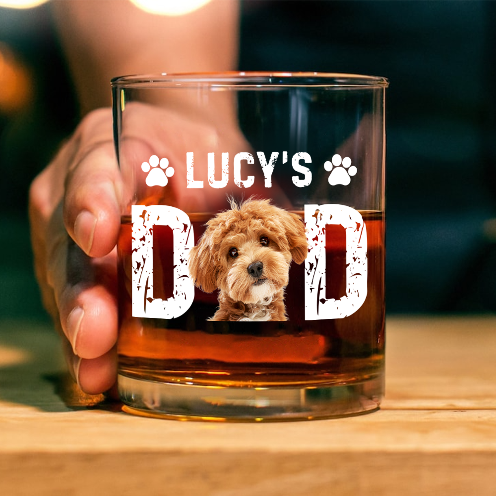 Custom Dog Photo Whiskey Glass For Dog Dad TH10 892915