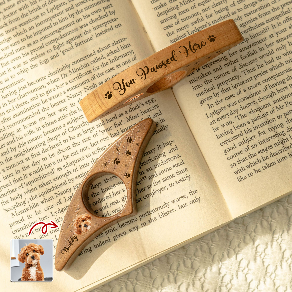 You Pawsed Here Custom Dog Cat Photo Printed Book Page Holder CH07 899560