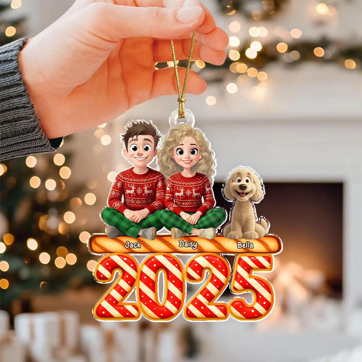 Personalized Candy Family Together Christmas Acrylic Ornament HA75 897978