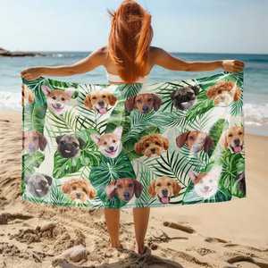 Custom Cute Dog Face Tropical Party Summer Beach Towels LM32 893441