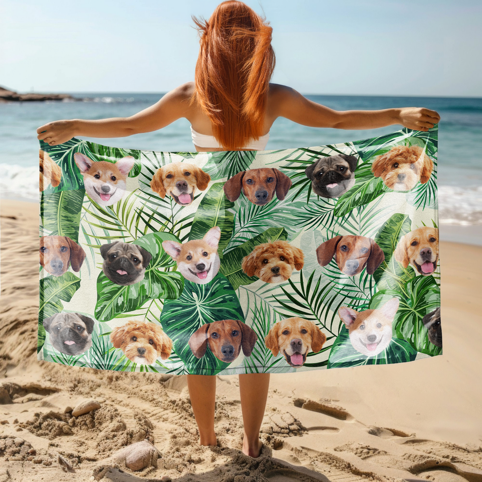 Custom Cute Dog Face Tropical Party Summer Beach Towels LM32 893441