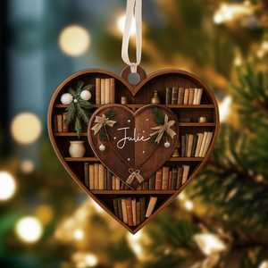Personalized Bookshelf 2 Layer Wooden Ornament Book Lover Gift HA75 897490