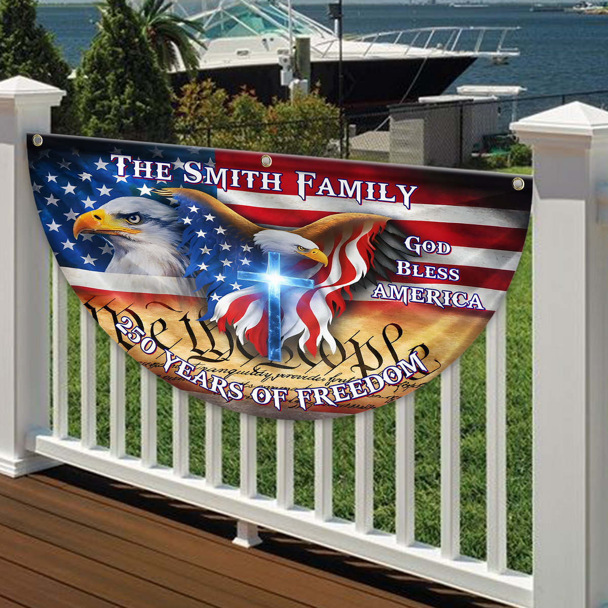 250 Years God Bless America Flag, Patriotic 1776-2026 Freedom Non-Pleated Fan Flag HA75 920136