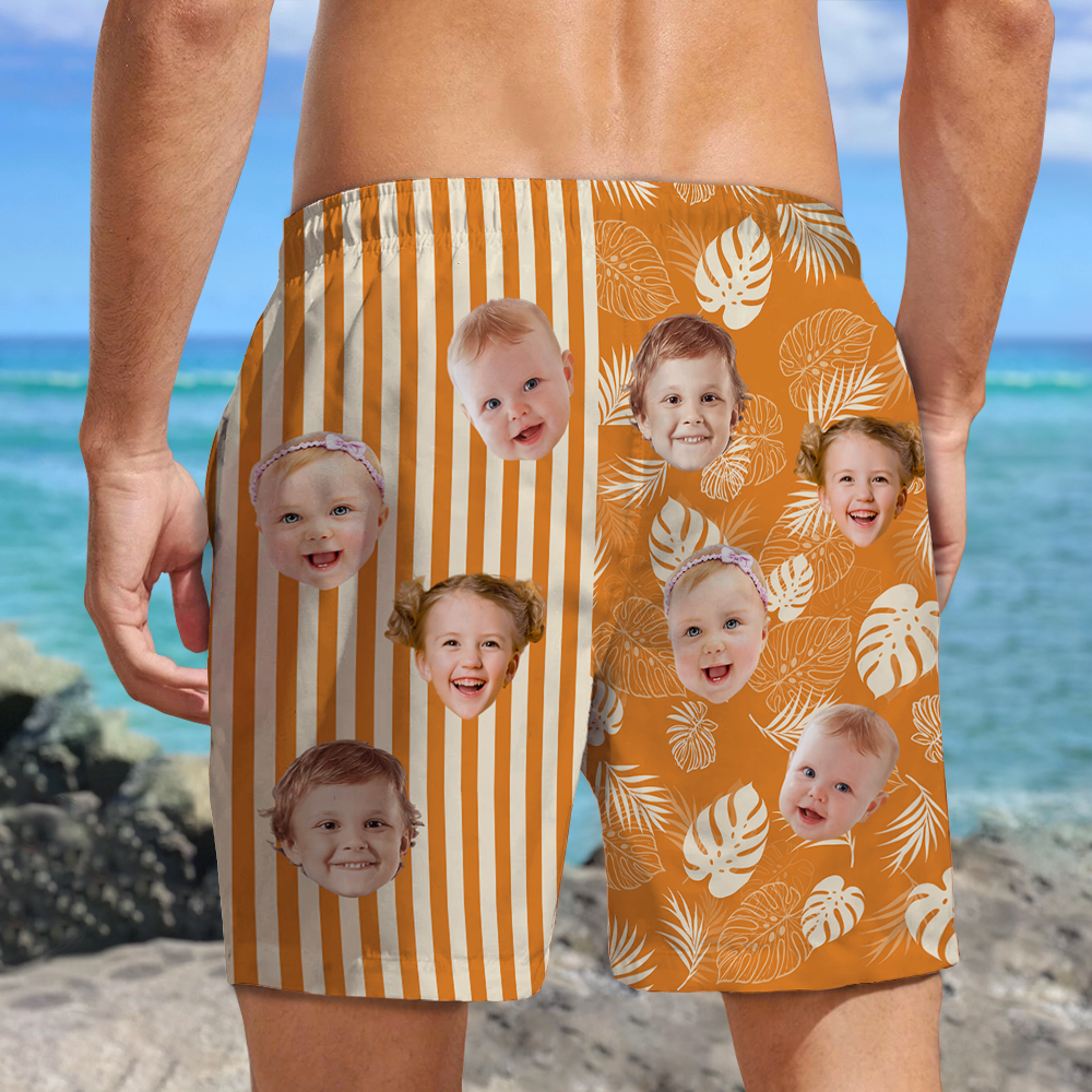 Custom Funny Face Tropical Floral Hawaiian Beach Shorts CH07 911562