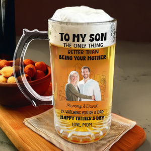 Custom Photo My Son Is My Pride And Joy Print Glass Beer Mug Father's Day Gift For Son HA75 892208