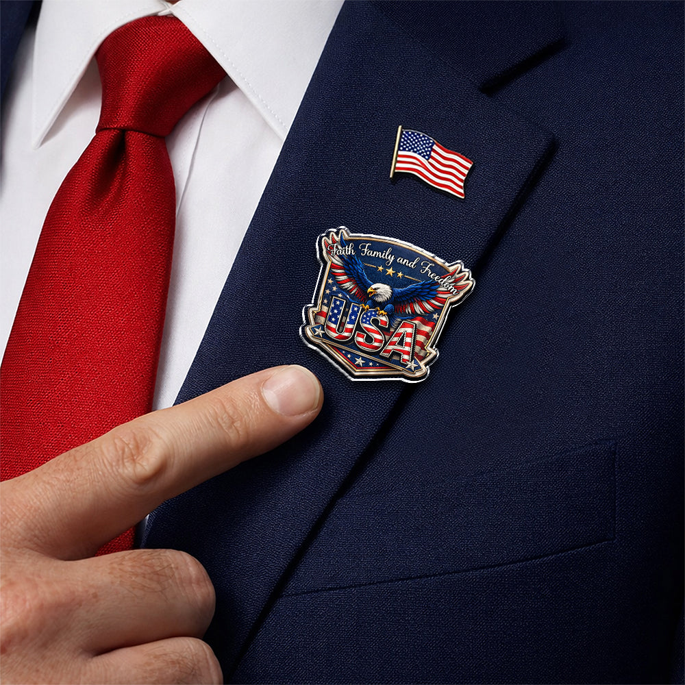 Faith, Family & Freedom 250th Anniversary of America Eagle Acrylic Pin CH07 911070