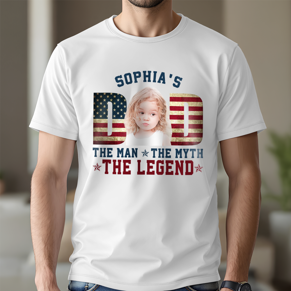 Custom Kid Photo - Dad, The Man The Myth The Legend Dad Bright Shirt HA75 892468