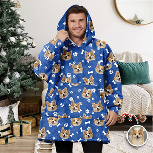 Custom Dog Cat Face Photo With Colorful Background Hoodie Blanket HA75 898284