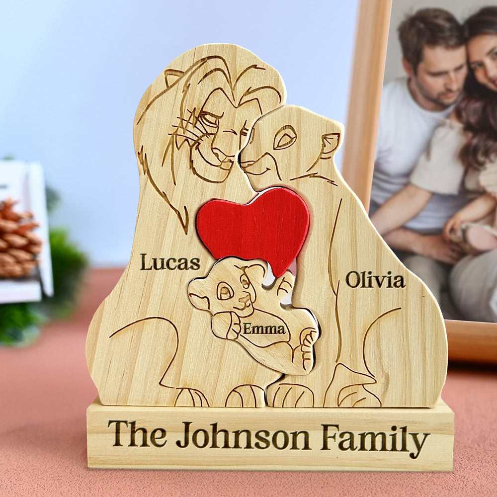 Custom Lion Family Shaped Wooden Puzzle Father's Day Gift LM32 893505
