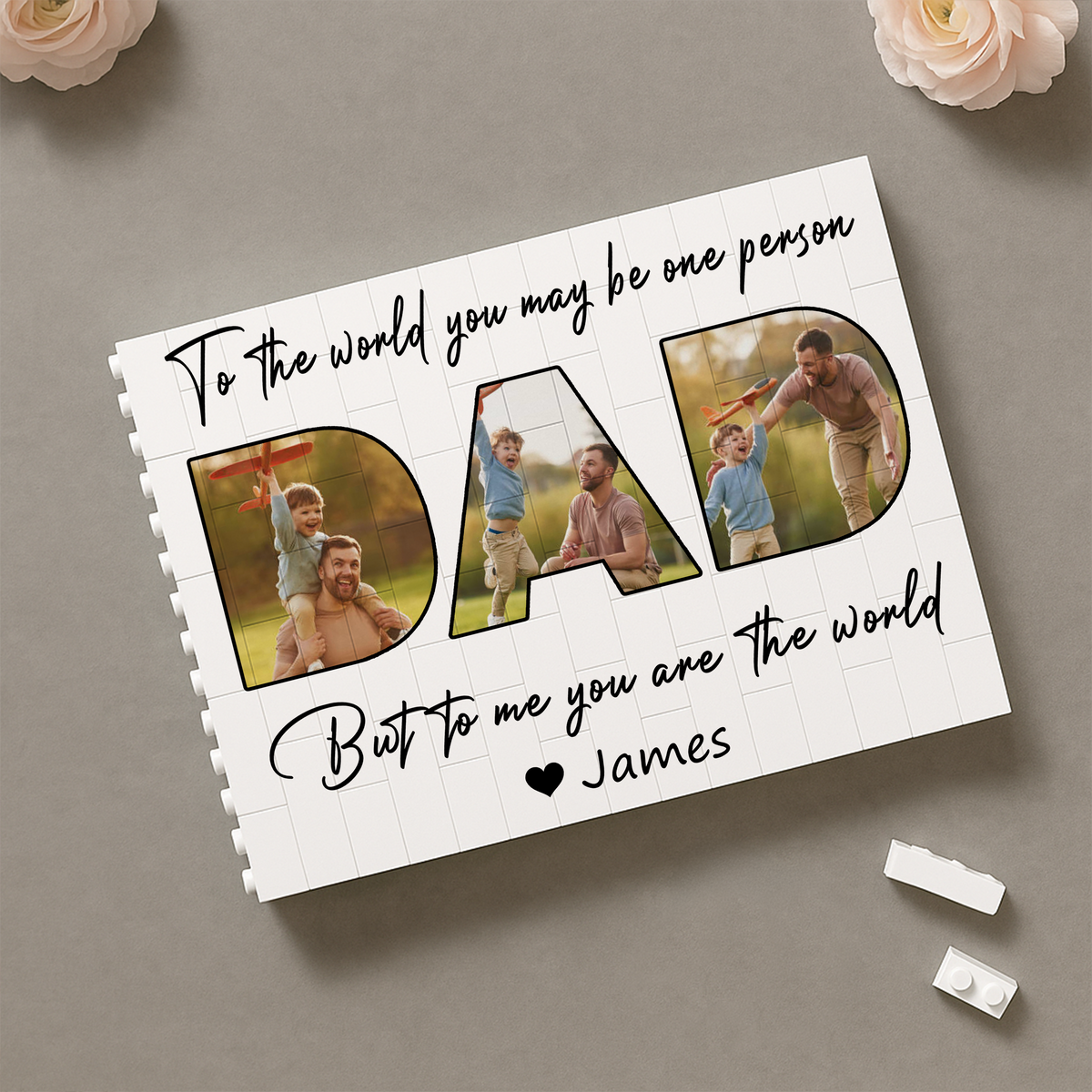 Custom Photo Happy Father's Day Rectangle Shaped Building Brick Blocks Gift LM32 893587