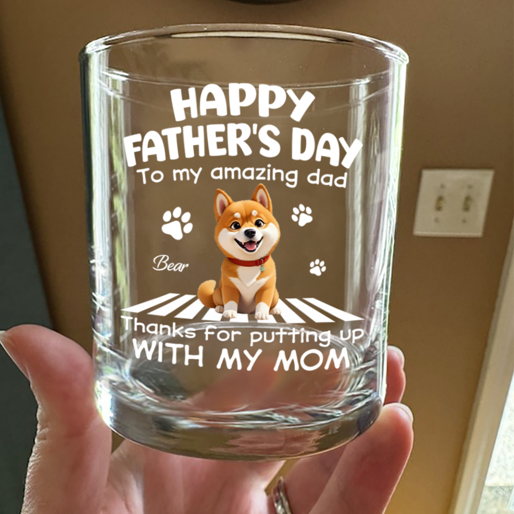 Personalized Happy Father’s Day To Our Amazing Dad Whiskey Glass Gift For Dog Dad HO82 902526