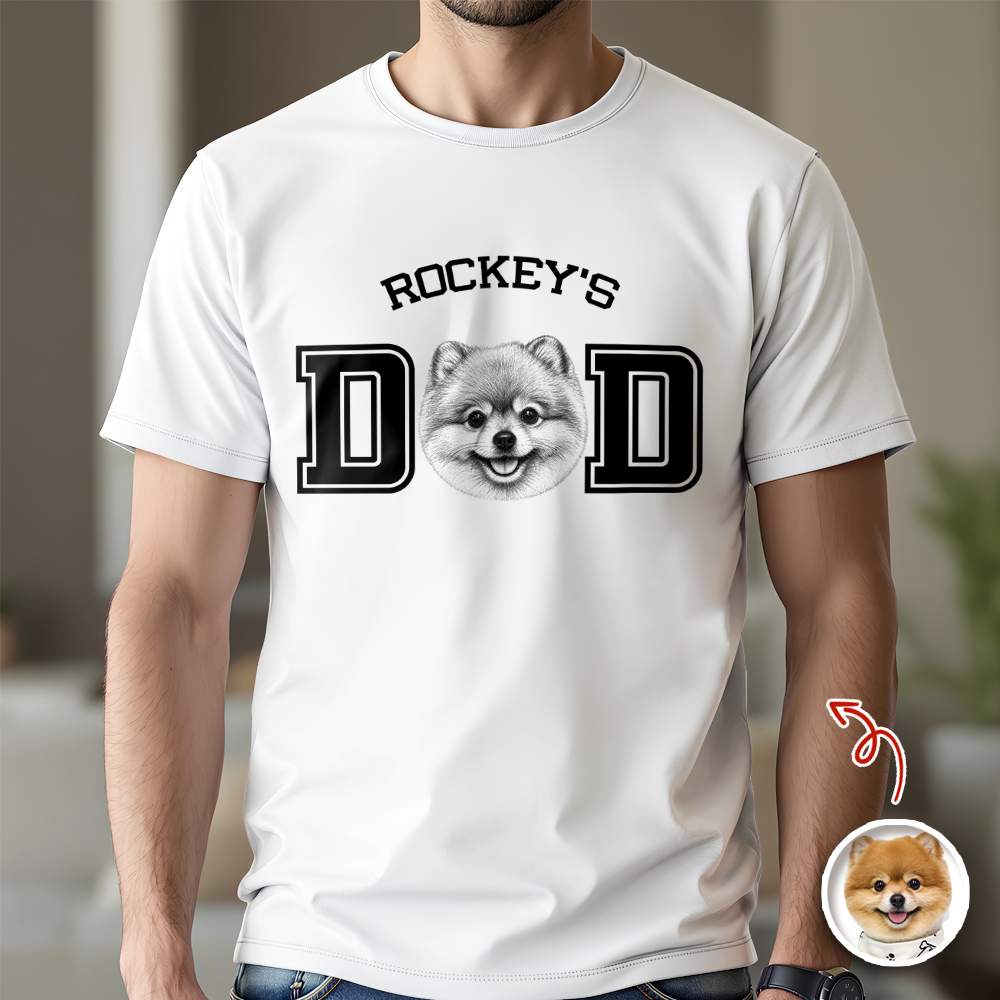 Custom Photo Dog Cat Dad White Shirt - Father’s Day Gift for Dog & Cat Lovers HA75 921418