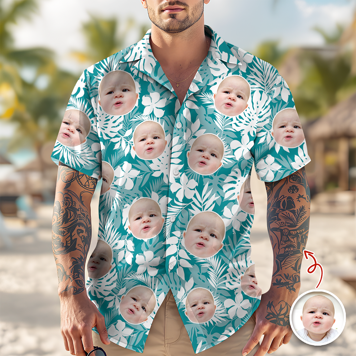 Custom Face Photo Tropical Aloha Hawaii Shirt LM32 669295