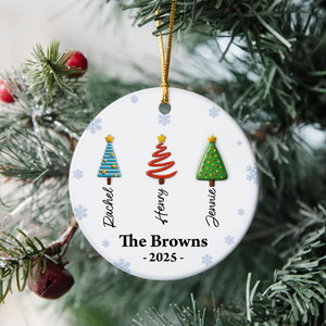 Personalized Family Christmas Tree 3D Inflated - Personalized Circle Ceramic Ornament LM32 895899