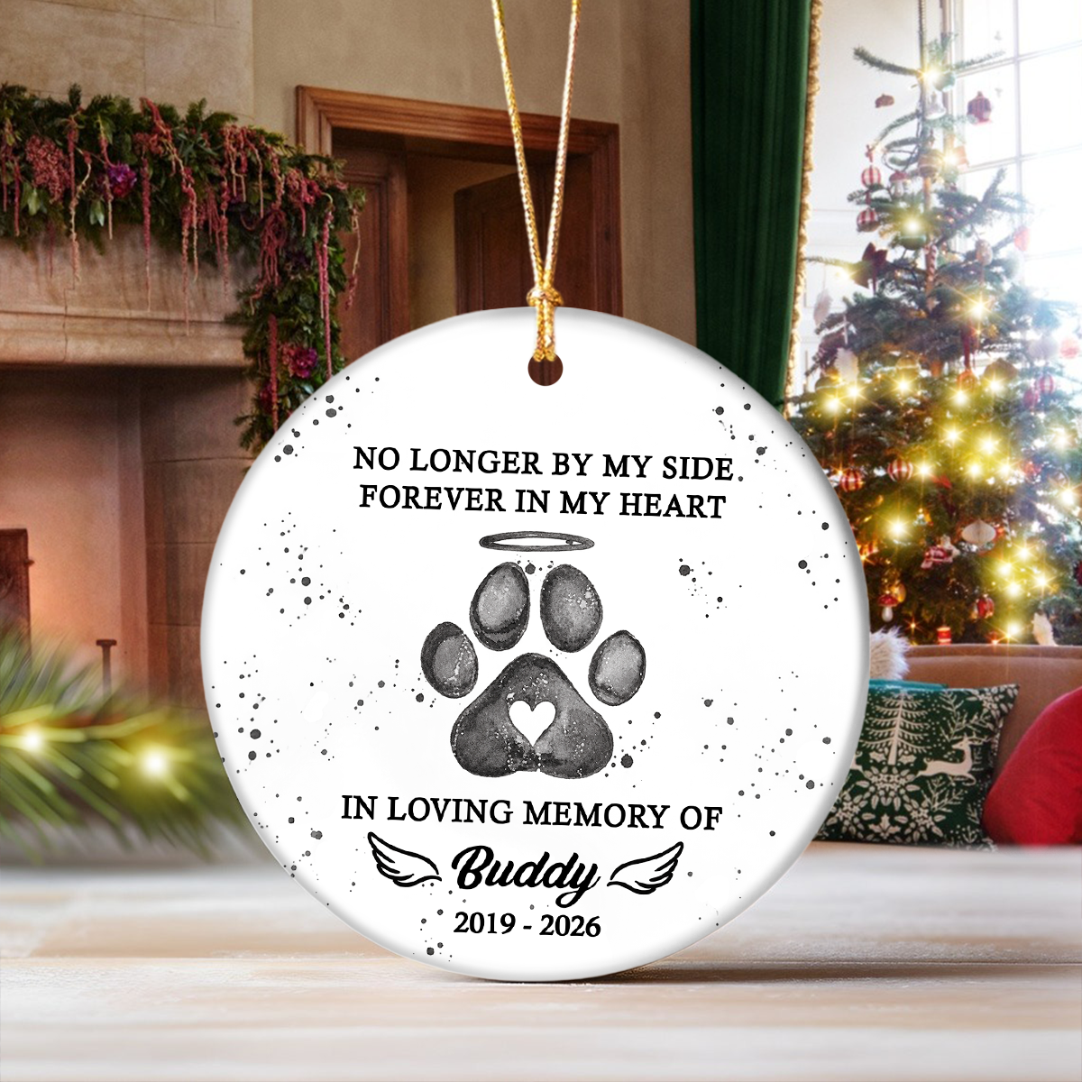 Custom Dog Photo No Longer By My Side Forever In My Heart Memorial Ceramic Ornament HO82 903612