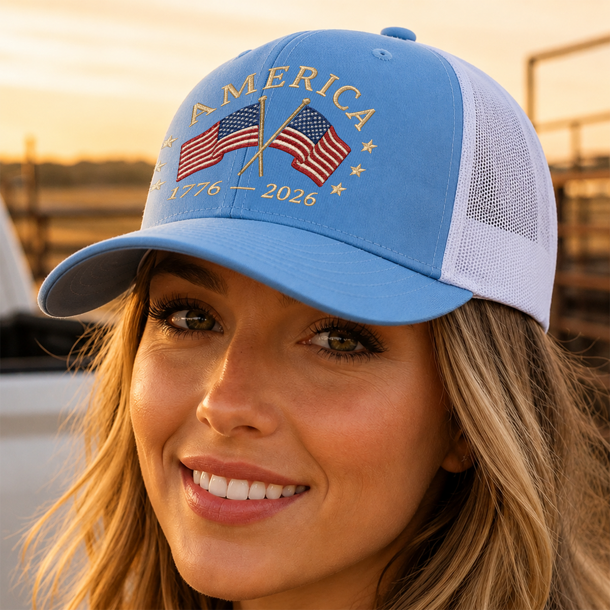 Patriotic USA 250th Anniversary Embroidered Trucker Hat CH07 911994