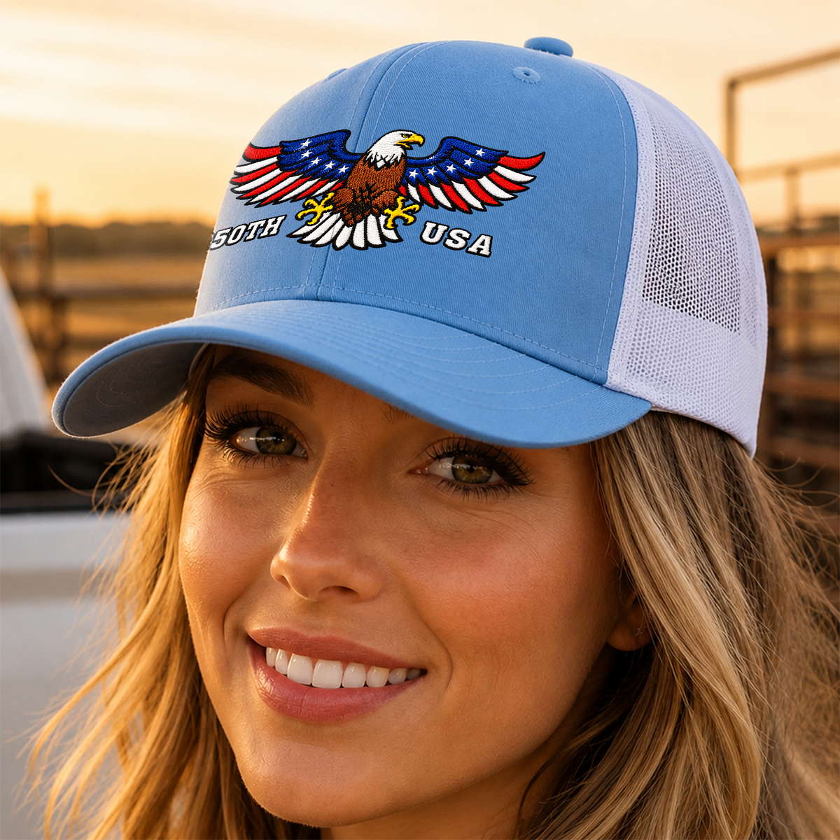 250th Anniversary USA Patriotic Embroidered Trucker Hat CH07 911944